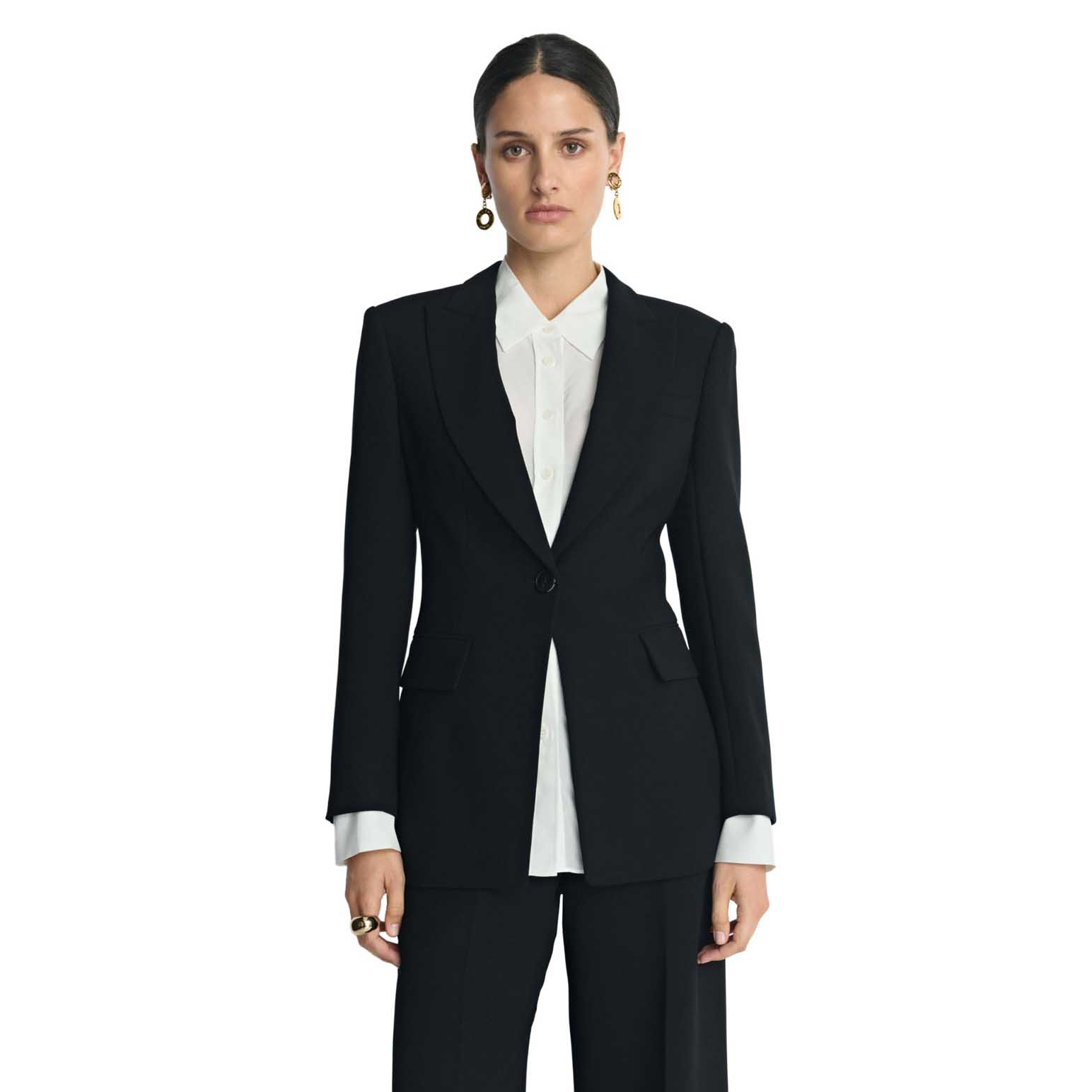 Veronika Maine Double Weave Single Breasted Blazer